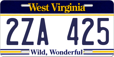 WV license plate 2ZA425