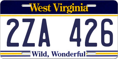 WV license plate 2ZA426