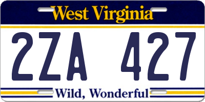 WV license plate 2ZA427