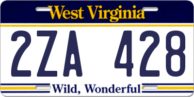 WV license plate 2ZA428