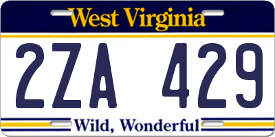 WV license plate 2ZA429