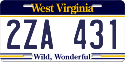 WV license plate 2ZA431