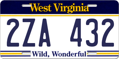 WV license plate 2ZA432