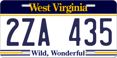 WV license plate 2ZA435