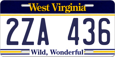 WV license plate 2ZA436