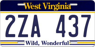 WV license plate 2ZA437