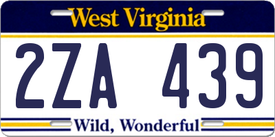 WV license plate 2ZA439