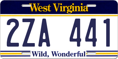 WV license plate 2ZA441