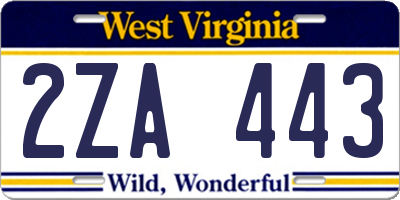WV license plate 2ZA443