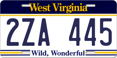 WV license plate 2ZA445