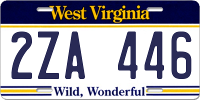 WV license plate 2ZA446