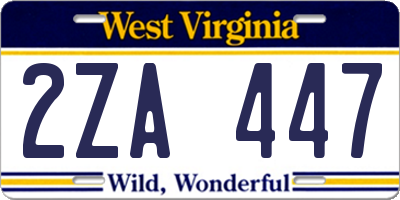 WV license plate 2ZA447