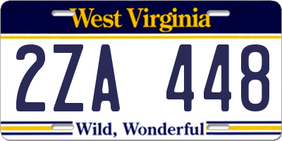 WV license plate 2ZA448