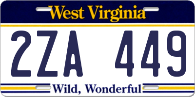 WV license plate 2ZA449