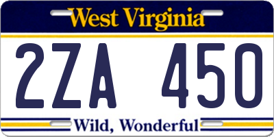 WV license plate 2ZA450