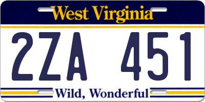 WV license plate 2ZA451