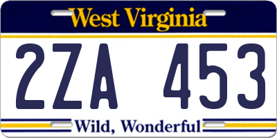 WV license plate 2ZA453