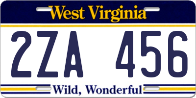 WV license plate 2ZA456