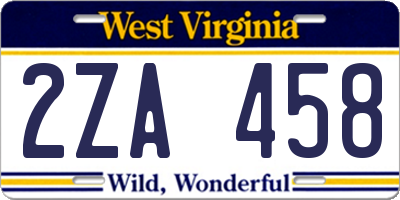 WV license plate 2ZA458
