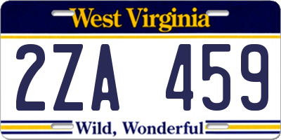 WV license plate 2ZA459