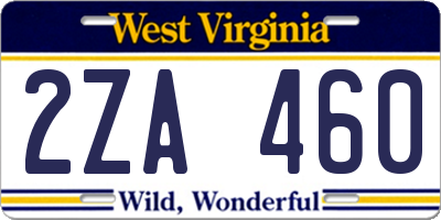 WV license plate 2ZA460