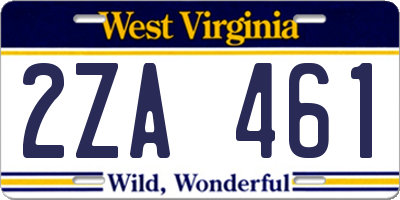 WV license plate 2ZA461