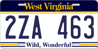 WV license plate 2ZA463