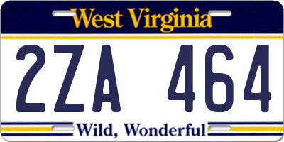 WV license plate 2ZA464