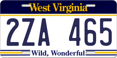 WV license plate 2ZA465