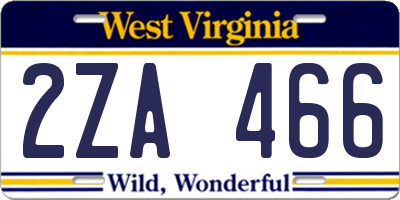 WV license plate 2ZA466