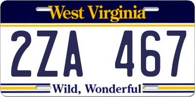 WV license plate 2ZA467