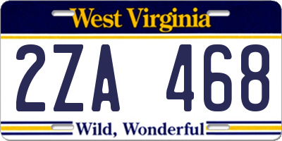 WV license plate 2ZA468