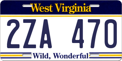 WV license plate 2ZA470