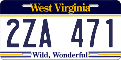 WV license plate 2ZA471