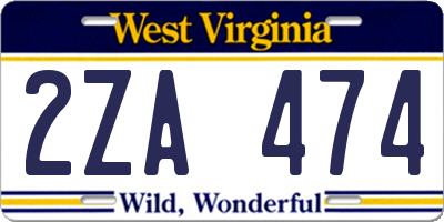 WV license plate 2ZA474