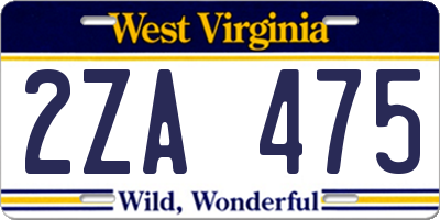 WV license plate 2ZA475