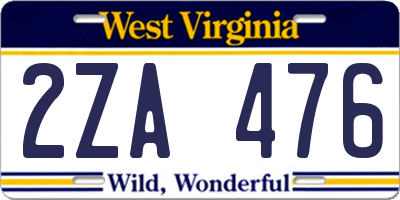 WV license plate 2ZA476