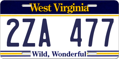 WV license plate 2ZA477