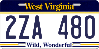 WV license plate 2ZA480