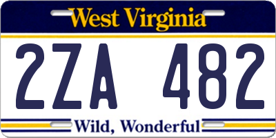 WV license plate 2ZA482