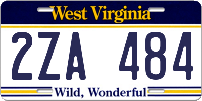 WV license plate 2ZA484