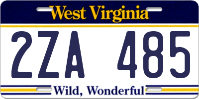 WV license plate 2ZA485