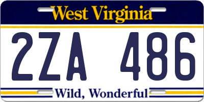 WV license plate 2ZA486