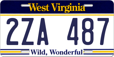 WV license plate 2ZA487