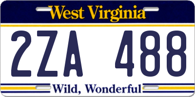 WV license plate 2ZA488