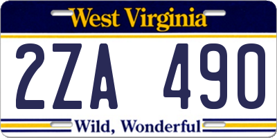WV license plate 2ZA490