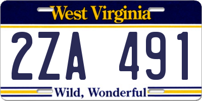 WV license plate 2ZA491