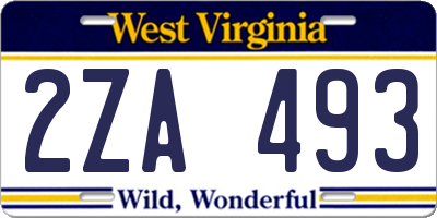 WV license plate 2ZA493