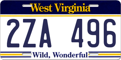 WV license plate 2ZA496