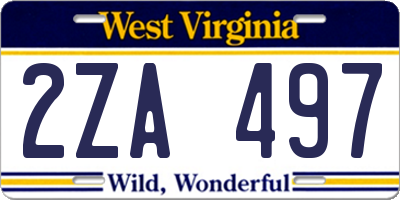 WV license plate 2ZA497